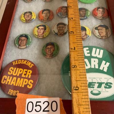 Vintage Sports Pins & Display Case Lot