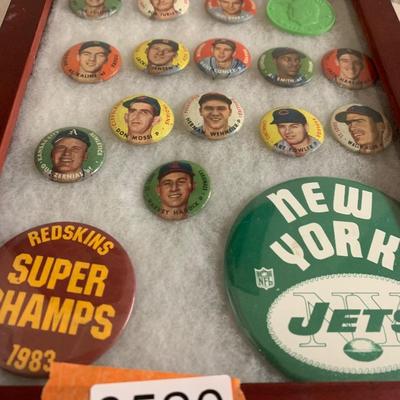 Vintage Sports Pins & Display Case Lot