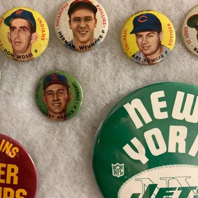 Vintage Sports Pins & Display Case Lot