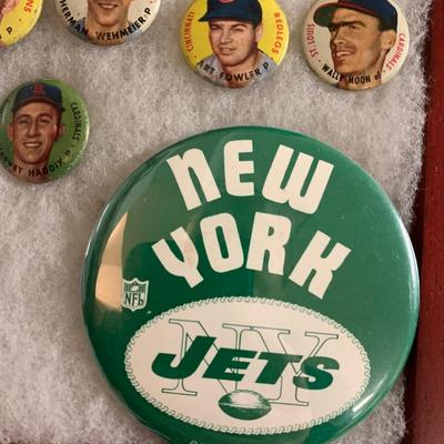 Vintage Sports Pins & Display Case Lot