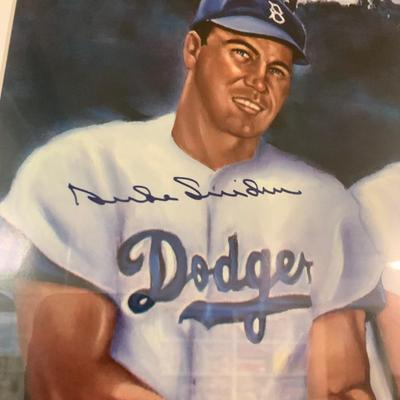 Signed Large Print Brooklyn Dodgers Hodges Snider Reese 1/500 Framed