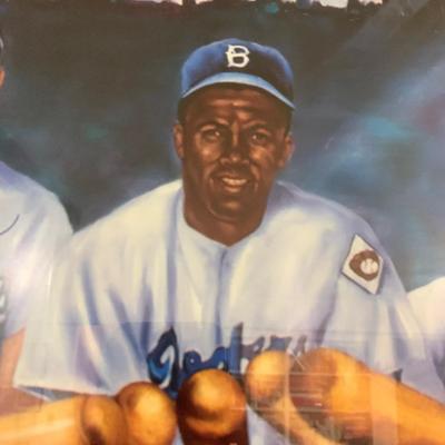 Signed Large Print Brooklyn Dodgers Hodges Snider Reese 1/500 Framed