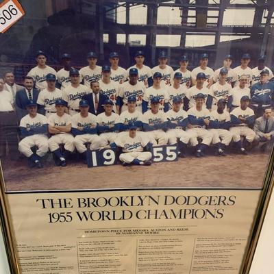 1955 Brooklyn Dodgers Team Photo Framed