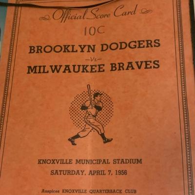1956 Brooklyn Dodgers Game Program & Signed Photo Framed