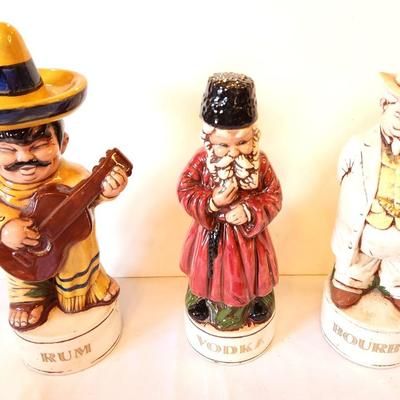Lot #23 Lot of 3 Vintage Decanters with Stereotyical Figures