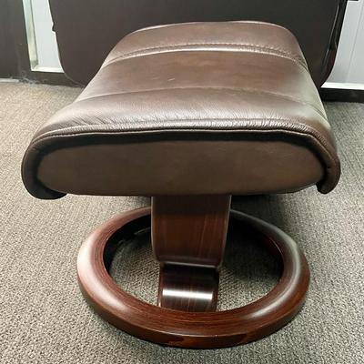 Ekornes Stressless Brown Leather Reclining Chair with Ottoman