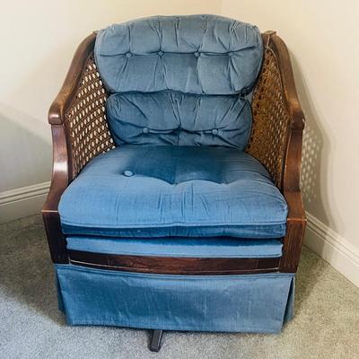 Vintage Barrel Cane Back Swivel/Rocking Chair