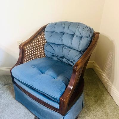 Vintage Barrel Cane Back Swivel/Rocking Chair