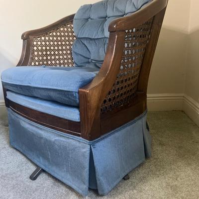 Vintage Barrel Cane Back Swivel/Rocking Chair
