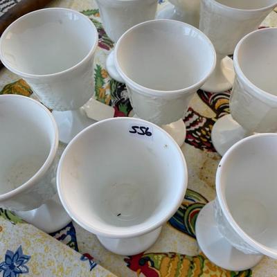 Vintage set of 8 Milk Glass Indiana Harvest Pedestal Footed Wine Goblets