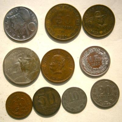 Lot of 10 Old Foreign Coins