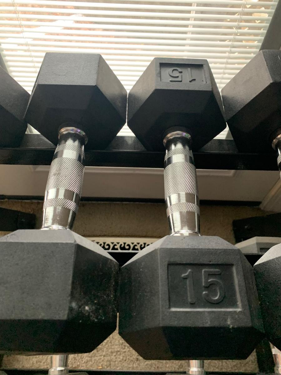 Weider dumbbell set and rack hotsell