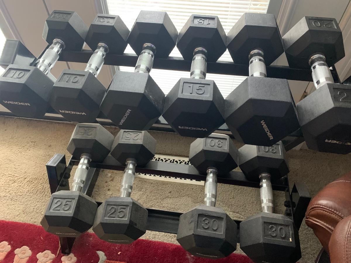 Weider Dumbbell Set With Rack 10lb to 30lb EstateSales