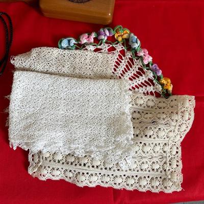 HANDMADE DOILIES, JEWELRY BOXES, BOLO TIES AND LIGHTER COVER