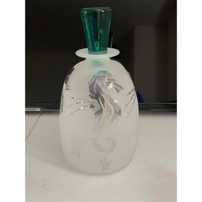 Etched Frosted Glass Seahorse Decanter
