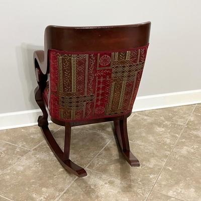 Mahogany Upholstered Clawfoot Rocker