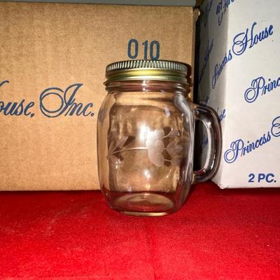PRINCESS HOUSE CRYSTAL BUTTER SERVER AND 12 SALT/PEPPER SHAKERS
