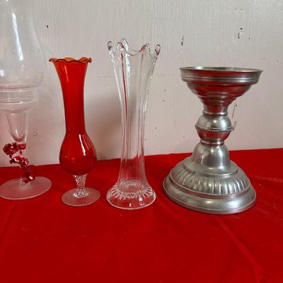 GLASS VASES AND CANDLE HOLDERS
