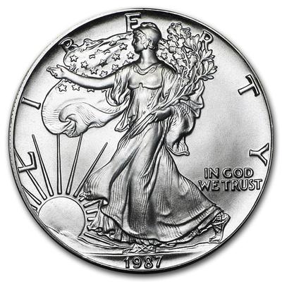 1987 $1 Silver Eagle (Regular Strike) - Qty 5