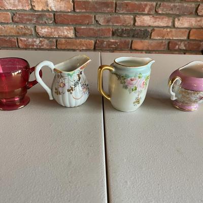 Vintage Pottery Creamers and Sugar Bowl