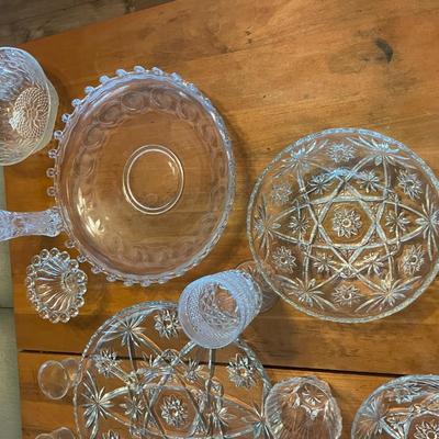 Lot of Vintage Crystal / Glass Platters, Bowls, Wine Glasses, etc.