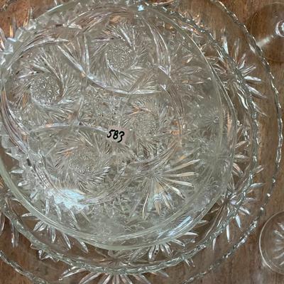Lot of Vintage Crystal / Glass Platters, Bowls, Wine Glasses, etc.