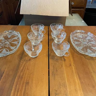 Vintage 1950s Anchor Hocking Crystal 8 Piece Snack Set with Cup