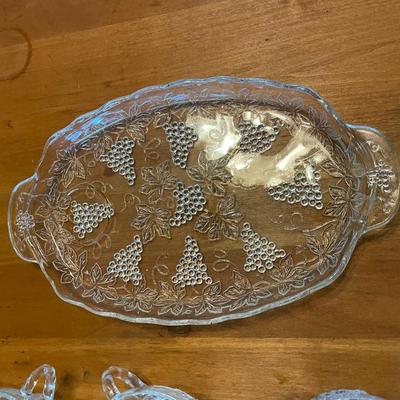 Vintage 1950s Anchor Hocking Crystal 8 Piece Snack Set with Cup