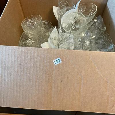 Vintage 1950s Anchor Hocking Crystal 8 Piece Snack Set with Cup