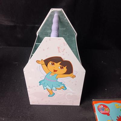 DORA THE EXPLORER TIN SECTIONED BOX AND NEW DVD MOVIE
