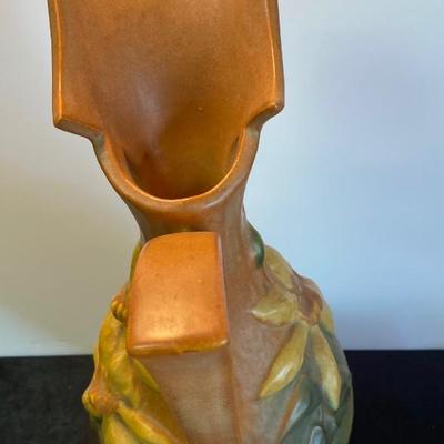 Vintage Roseville Brown Clematis Ewer Pitcher