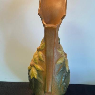 Vintage Roseville Brown Clematis Ewer Pitcher
