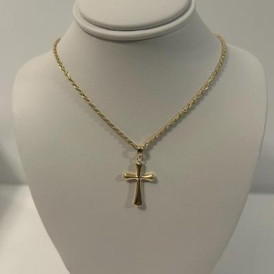 New Authentic 10K GOLD CHAIN 20" & 14K Gold Cross