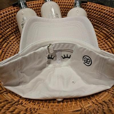 High End Designer Lotion, Perfume, Hat, and Weaved Basket