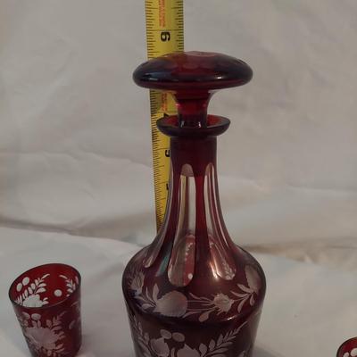 Red Glass Decanter with Glasses (DR-BBL)