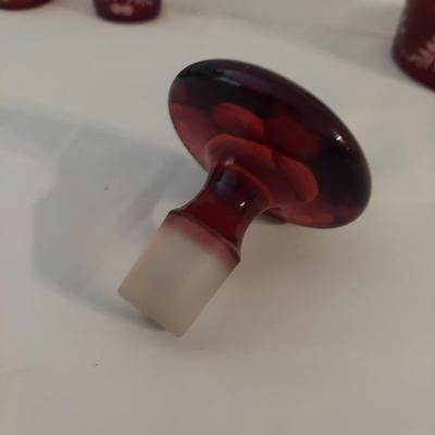 Red Glass Decanter with Glasses (DR-BBL)