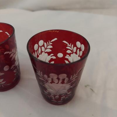 Red Glass Decanter with Glasses (DR-BBL)