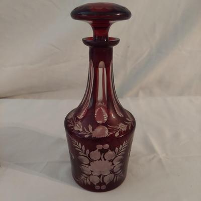 Red Glass Decanter with Glasses (DR-BBL)