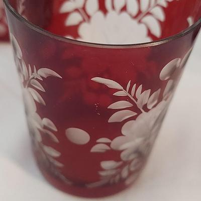 Red Glass Decanter with Glasses (DR-BBL)