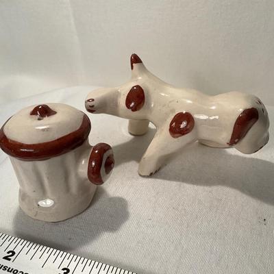 Adorable pee pee puppy Salt and pepper shakers
