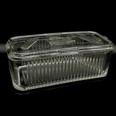 Vtg. Glass Refrigerator Dish With Lid