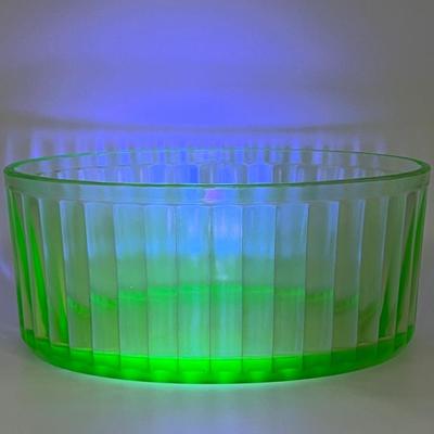 Single (1) ~ Vtg. Oval Uranium Glass Ribbed Bowl