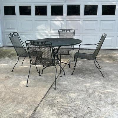 Outdoor Metal Patio Table & Four (4) Chairs Set
