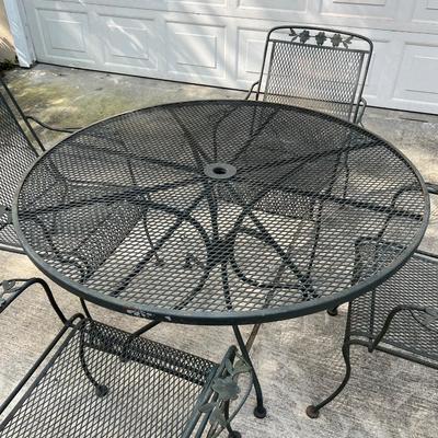 Outdoor Metal Patio Table & Four (4) Chairs Set