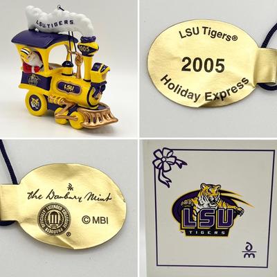 THE DANBURY MINT ~ LSU ~ Set Of Six (6) Ceramic Collectable Ornaments