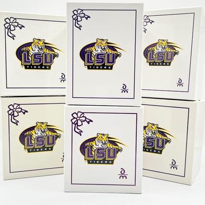 THE DANBURY MINT ~ LSU ~ Set Of Six (6) Ceramic Collectable Ornaments