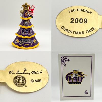 THE DANBURY MINT ~ LSU ~ Set Of Six (6) Ceramic Collectable Ornaments
