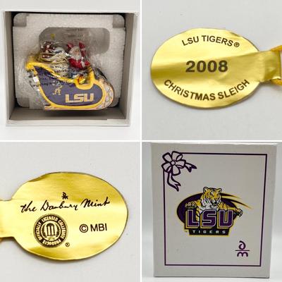 THE DANBURY MINT ~ LSU ~ Set Of Six (6) Ceramic Collectable Ornaments