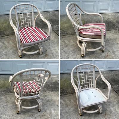 Rattan Glass Top Table & Four (4) Chairs Patio Set ~ *Read Details