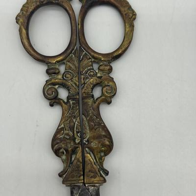 Antique Ornate Brass Scissors